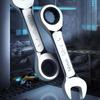 1Pc Gear Repair Hand Tools Steel Stubby Ratcheting Wrench with Tight Spaces 6mm-19mm Choose Spanners Metric Open End Wrench