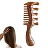 Wooden Scalp Massage Comb with Ergonomic Long Handle Multi-functional Meridian Fine Wide Tooth Comb