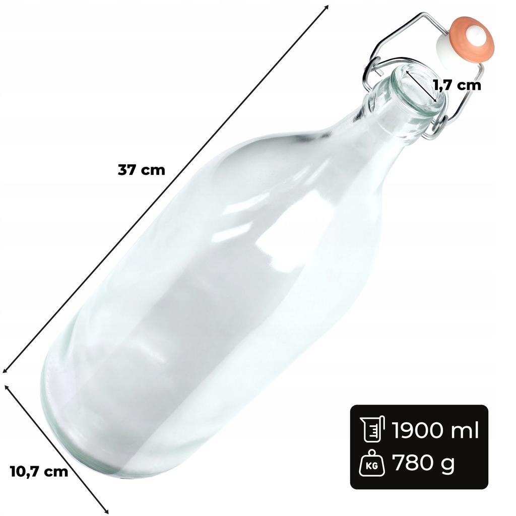 KADAX Glass Bottle 2L For Liqueur Juice Wine With Cork