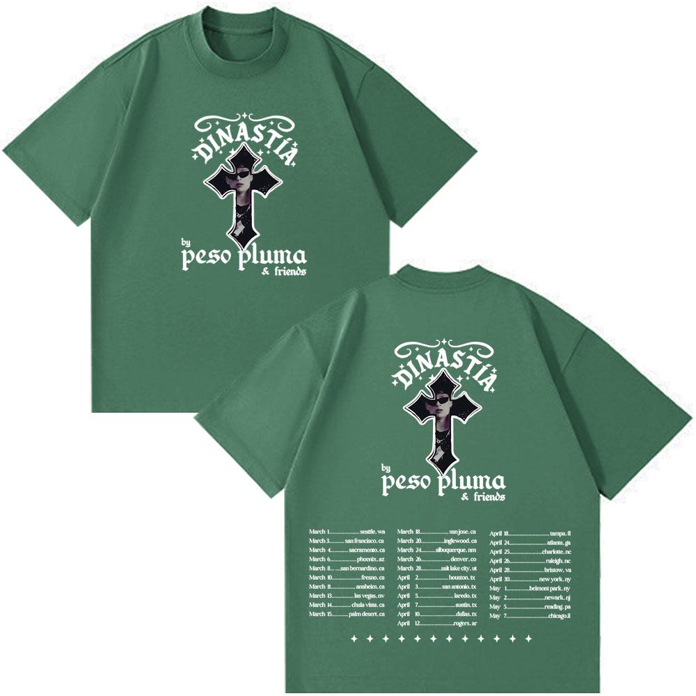 Peso Pluma Dinastia TOUR 2026 Print Tshirt Men Women Fashion Casual Tshirt Shortsleeved Cotton Hiphop Tshirts Streetwear
