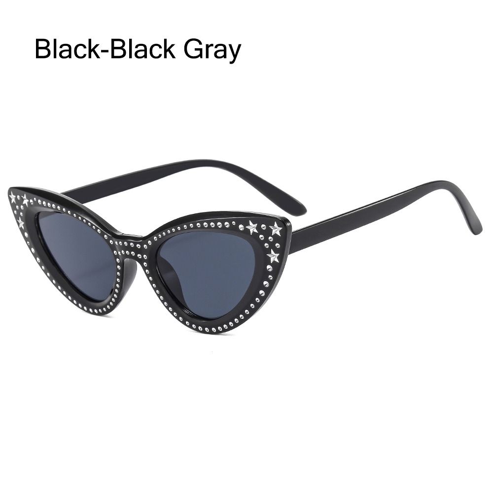 Stars Decor Cat Eye Sunglasses for Women Diamond Sun Glasses Rhinestone Bling Shades Y2K Cycling Driving Eyewear