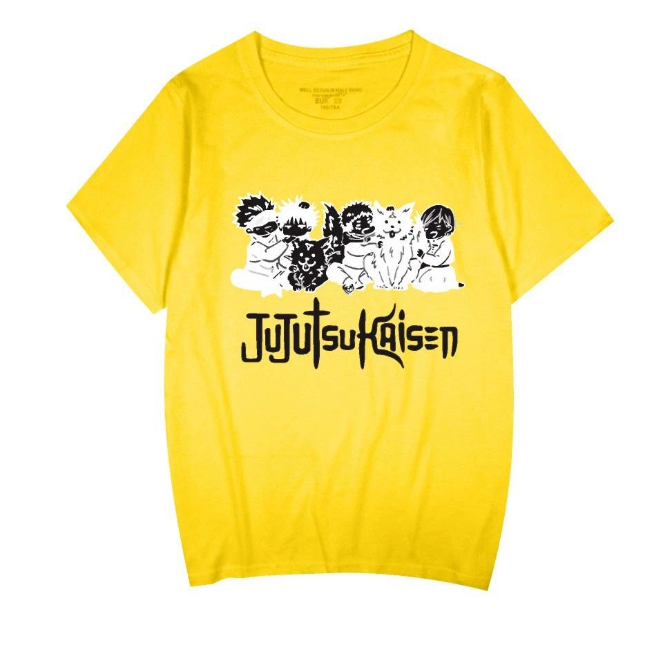 

Jujutsu Kaisen Anime T-shirt for Men Women Summer Tops Tees Tshirts Clothes Streetwear XXS жовтий