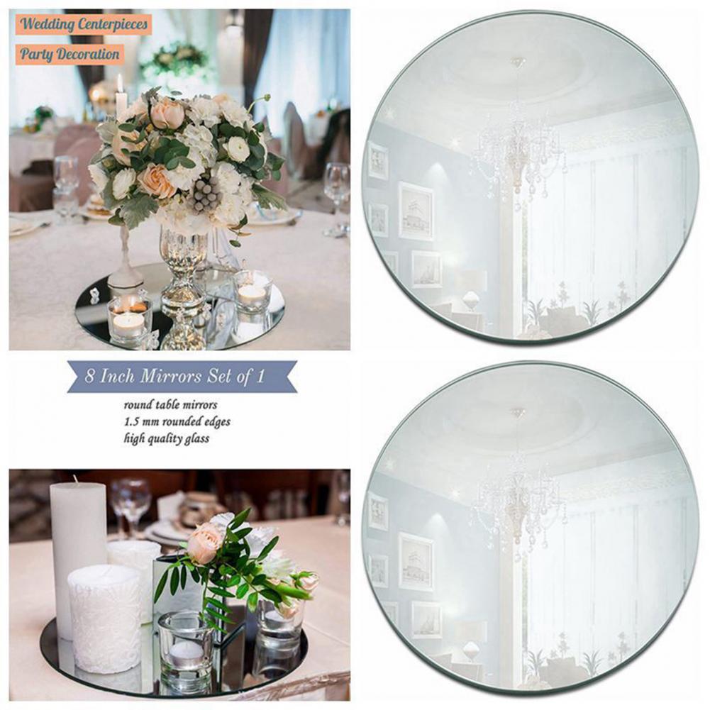 20cm Acrylic Party Tray Wedding Celebration Table Centerpiece Mirror Tray Round Candle Tray DIY  Mirror Surface For Party Decor