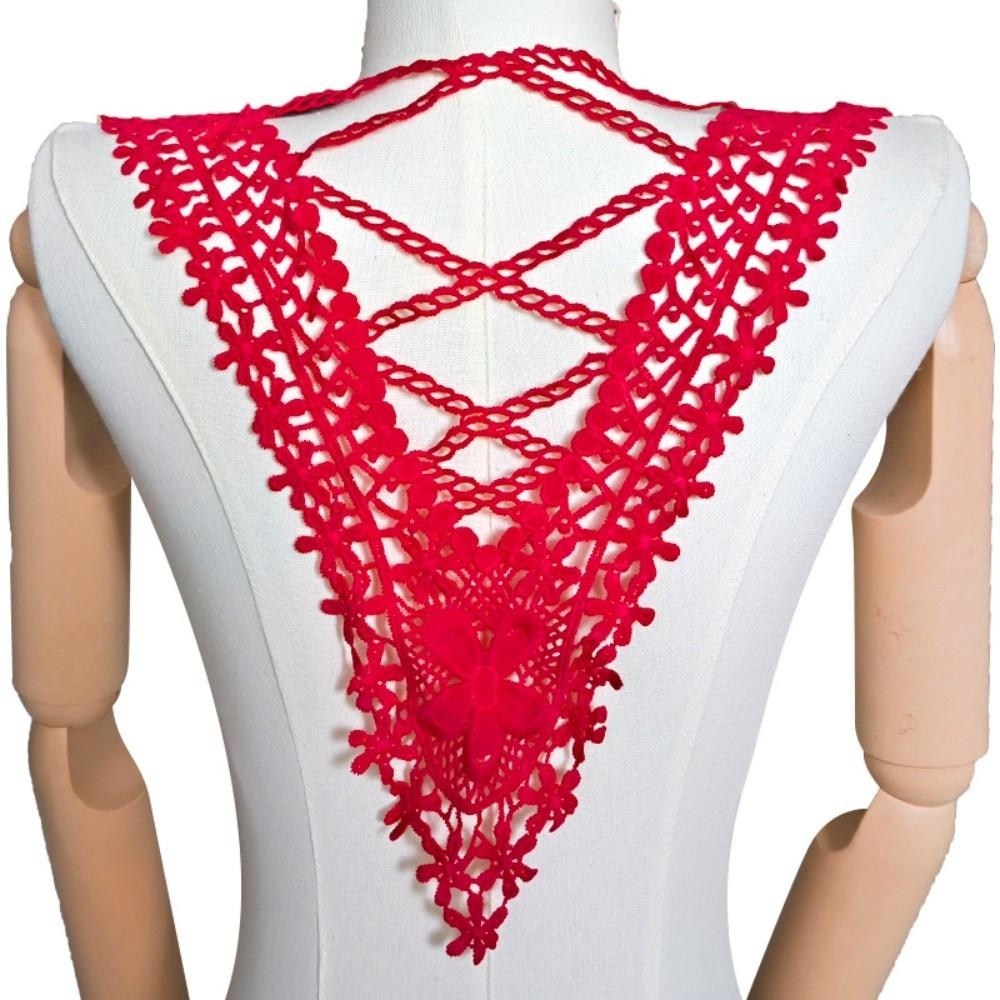 Milk Silk Flower Neckline Collar DIY Embroidery Lace Applique Fabric Hollow Trim Lace Fabric красный