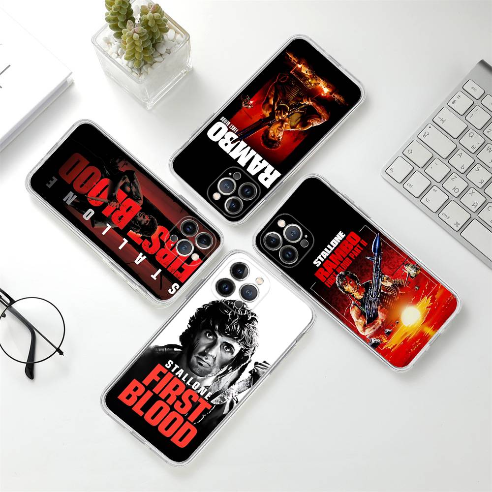 1pc Movie Rambo First Blood Transparent Phone Case For IPhone 16 15 14 13 12 11 Pro Max Plus Soft Cover