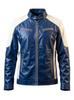 Spring and autumn recreational locomotive splicing leather jacket men's stand-up collar retro thermal leather jacket