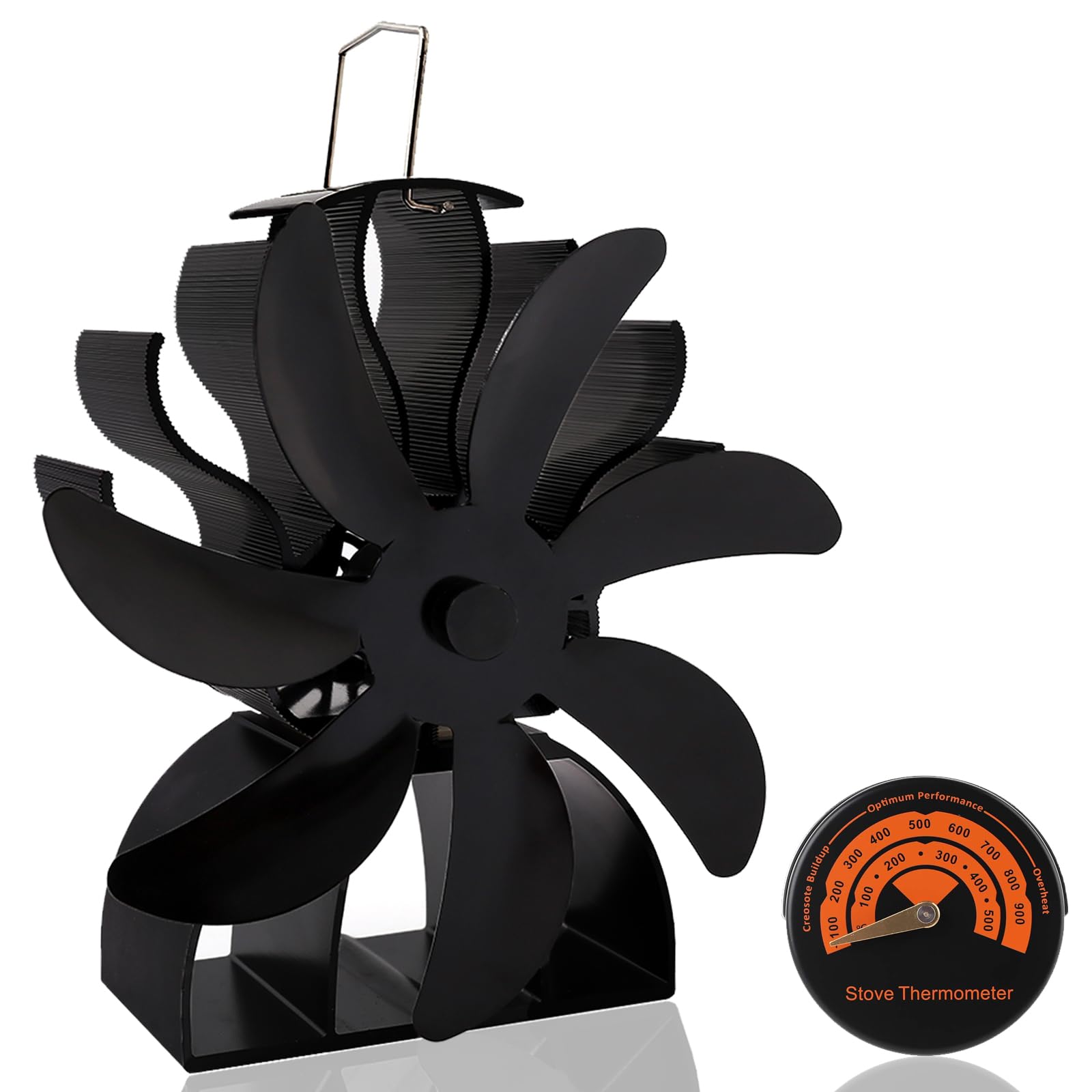 EvoAce Stove Fan, 7 Blades [2026 New Model/Upgraded Version] Compatible with Wood Stoves/Fireplaces/Oil Stoves | No Power Required, Automatic Rotation
