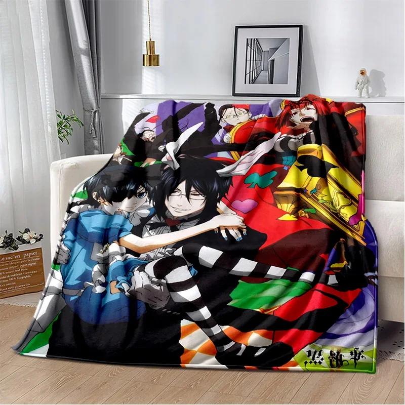 3D Anime Black Butler Cartoon Blanket,Soft Throw Blanket for Home Bedroom Bed Sofa Picnic Travel Office Rest Cover Blanket Kids