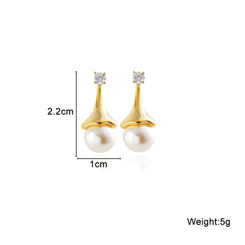Crystal Waterdrop Imitation Pearl Stud Earrings for Women Exquisite Simple Fashion Sweet Personality Temperament Jewelry