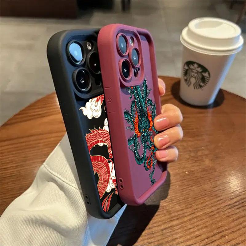Dragon Clouds Line Art Pattern Tiger S25Ultra Phone Case For Samsung Galaxy S25 S24 S23 Ultra 5G S22 S20 Plus S21 FE Cover Funda