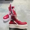 R-o Classic Designer Men Shoe Women Sneaker Red Leather Ankle Boot High Top Casual Shoes Zipper 6cm Thick Sole Boots Sneakers