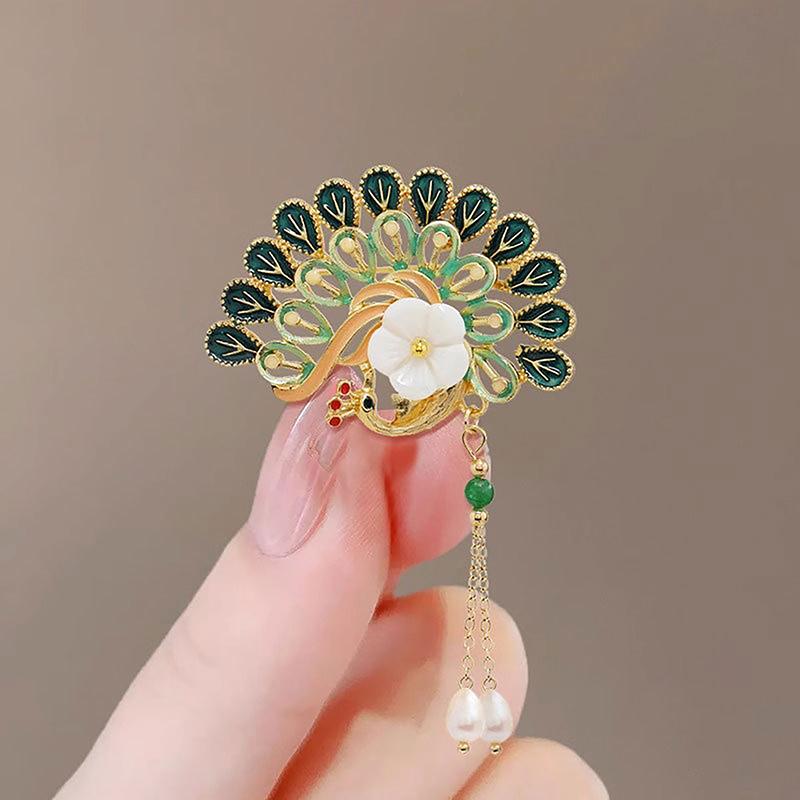 Broșă clasică cu păun în stil chinezesc pentru femei chinezești vintage ace de rever Perle aliaj broșă costum broșă accesorii de bijuterii