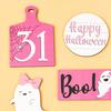 Halloween Tiered Tray Decor Set Happy Halloween Wooden Signs Cute Ghost Model Witch Spider Hat Ornaments Festive Atmosphere Decoration