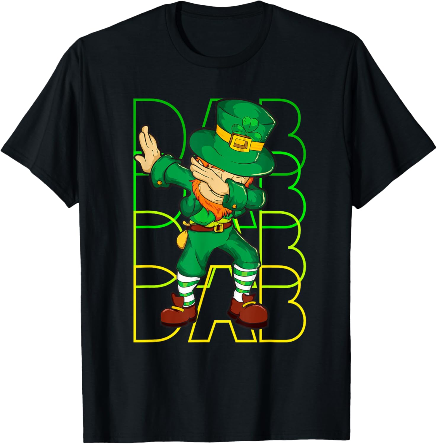 Dabbing Leprechaun St Patrick Day Graphic Tee Men Casual Cotton Short Sleeve T-Shirt 4XL