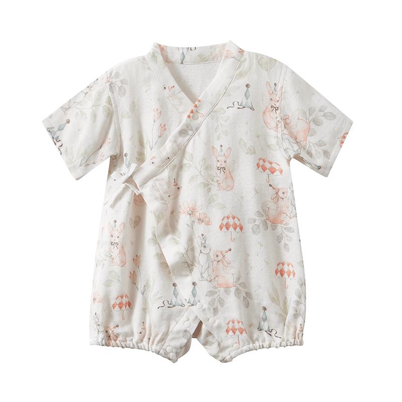 EMXEE Baby Gauze Short Sleeve Romper Bodysuit