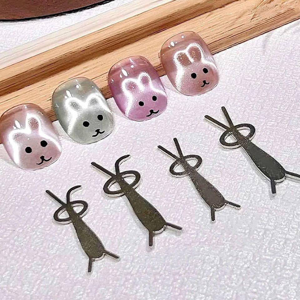 4pcs Rabbit Bear Cat Eye Magnet Stick Set Nail Art Tools Small Iron Piece Magnet Stick For Magnetic Polish Effects Nail 4pcs