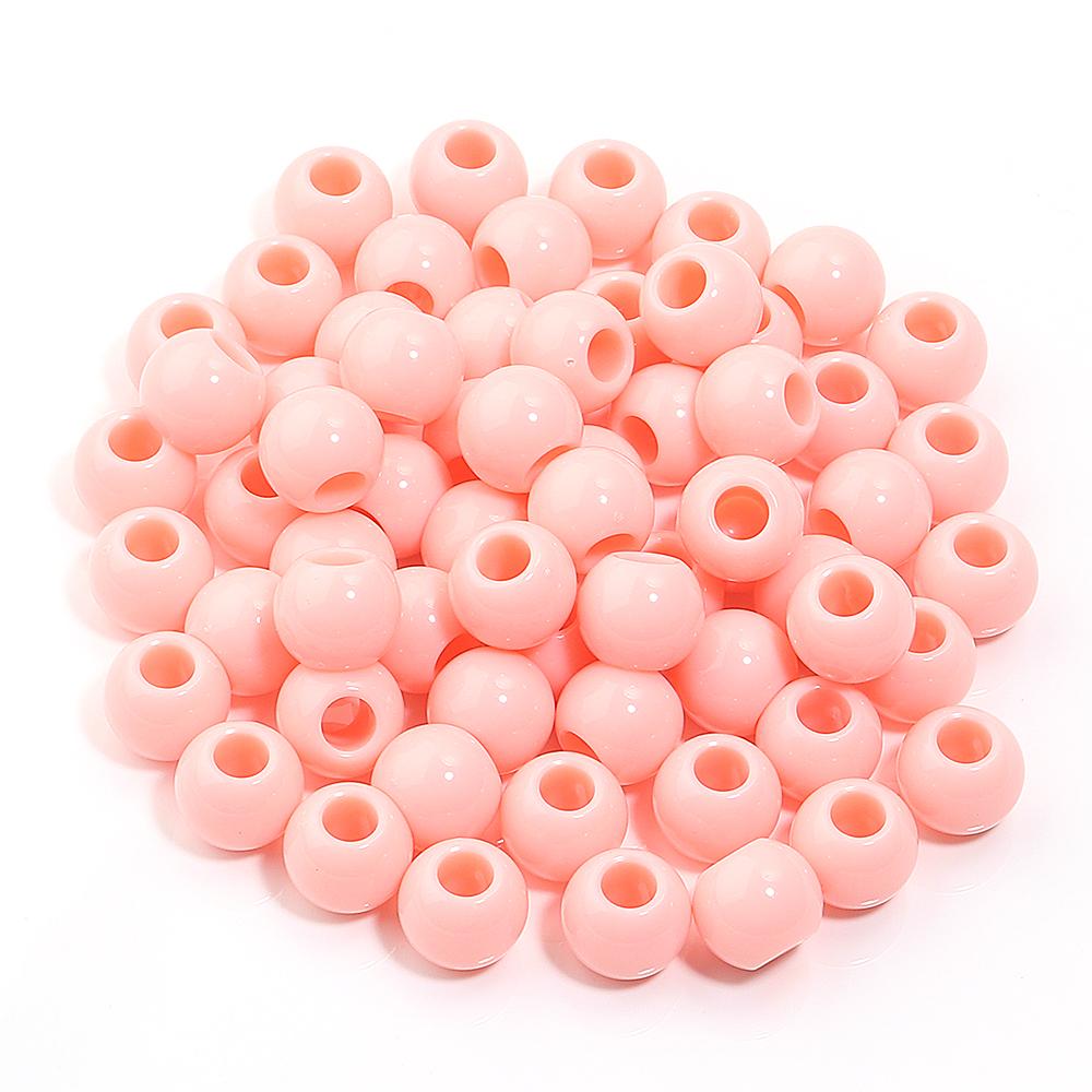 50pcs/lot Acrylic Big Hole Beads Solid Color Round Loose Spacer Beads For Jewelry Making DIY Charm Bracelet Necklace Accessories