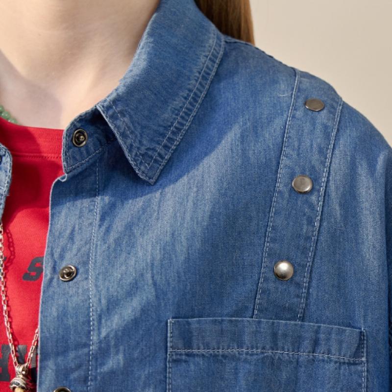 Maxza Stud Point Blouson Denim Shirt Zf03qj006nh