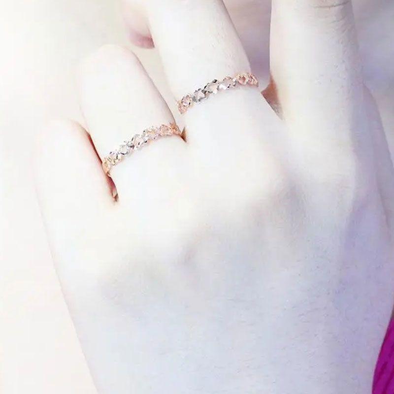 Purple Gold Plated Rose Gold Love Hollow Ring Simple Fashion Personality Temperament Wind Color Gold Live Ring