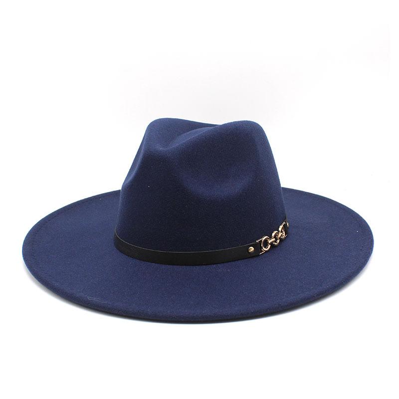 Big Eaves Wool Jazz Top Hat Women'S Casual Big Edge Felt Hat Men'S Jazz Hat 9.5Cm