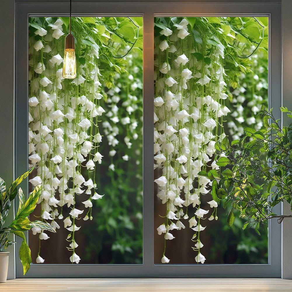 Multicolor Window Static Sticker Vivid Flower Green Leaves Glass Decals Rose Lily PVC Electrostatic Film Bathroom Stickers
