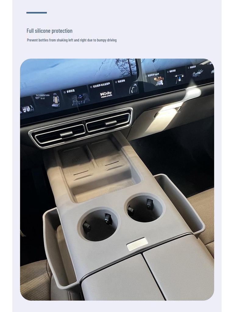 Wireless Charging Silicone Pad & Cup Holder for Ideal L6-L9: Gear Shift Protection & Interior Upgrade