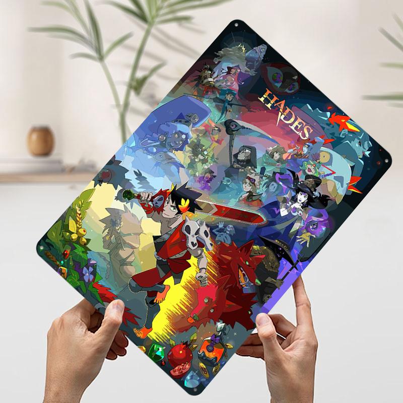 Hades Game Character Collage Tinplate Poster Customized Wall Art Vintage Retro Metal Signs for Apartment Decoration Room Decor