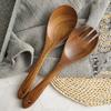 Reusable Wooden Fork Pasta Retro Salad Sushi Cooking Spoon Kitchen Utensil Tool