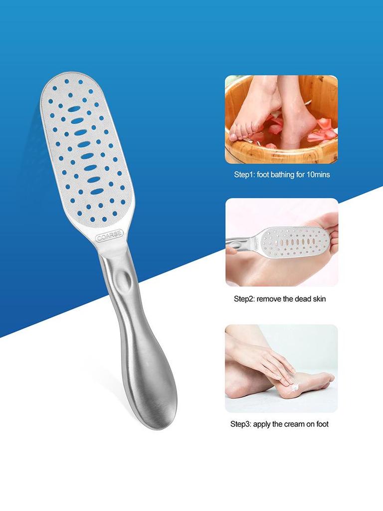 Dual-Sided Stainless Steel Pedicure Foot File - Callus & Dead Skin Remover Scraper