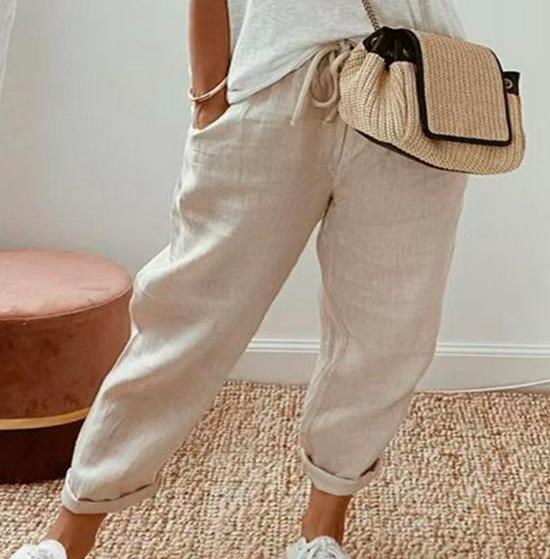 

Женские хлопковые длинные брюки 2024 года с карманами и эластичной кулиской 2XL хаки