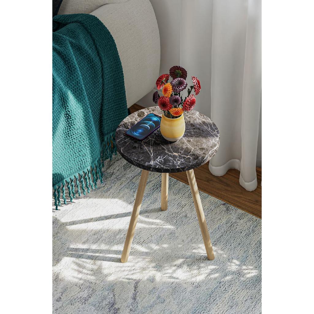 Round Side Coffee Table Single Nesting Coffee Table With Wooden Legs