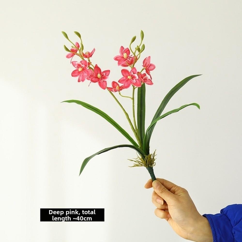 

New 2 Fork Artificial Orchid Flower Pink Floral Display Artificial Faux Plants Simulation Fake Silk Flower Home Decor темно-розовый