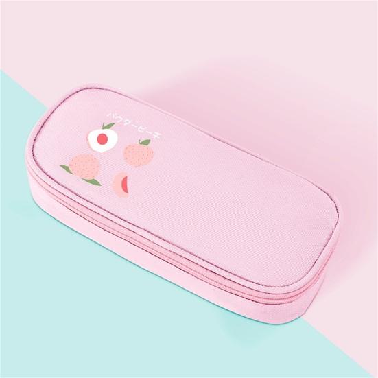 Pen Case Large Capacity Dust-proof Stationery Oxford Cloth Fruit Print Pencil Case for Daily Use