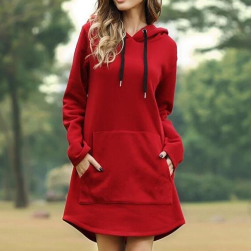 YYFS Women's Fashion Fall Winter Solid Color Print Long Sleeve Casual Dresses