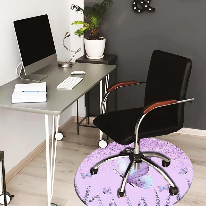 

1PC Butterfly Lavender Non-Slip Floor Round carpet, Office, family, bedroom, Large Area Rug Indoor Rugs, Vibrant Colors-Z0484 80cm by 80cm