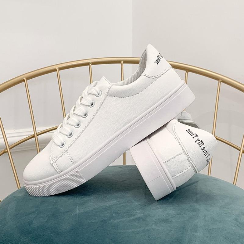 New Women Sneakers Breathble Vulcanized Shoes Pu Leather Platform Shoes White Lace Up Casual Shoes  Mujer Zapatillas