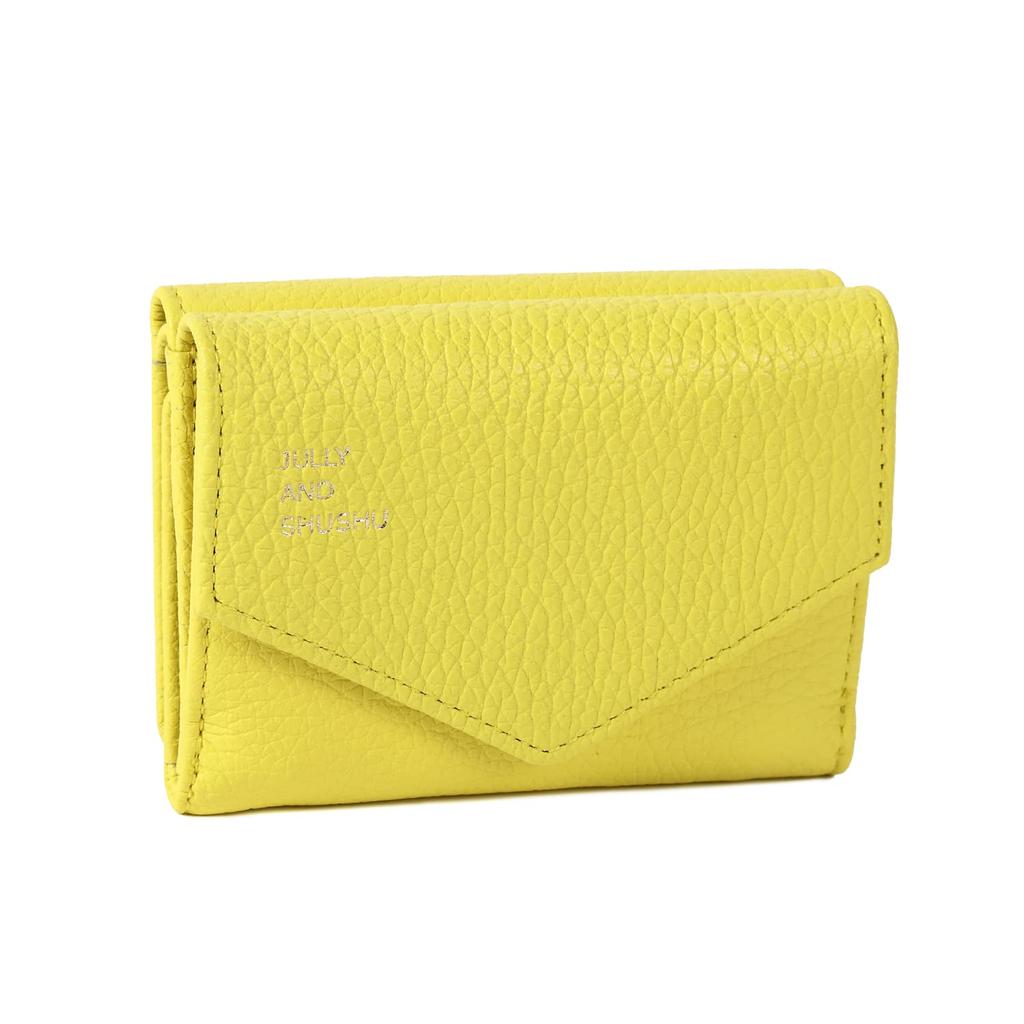 AND Genuine Leather Present Gift Compact [JULLY SHUSHU] Tri-fold DR-OR (Lemon)