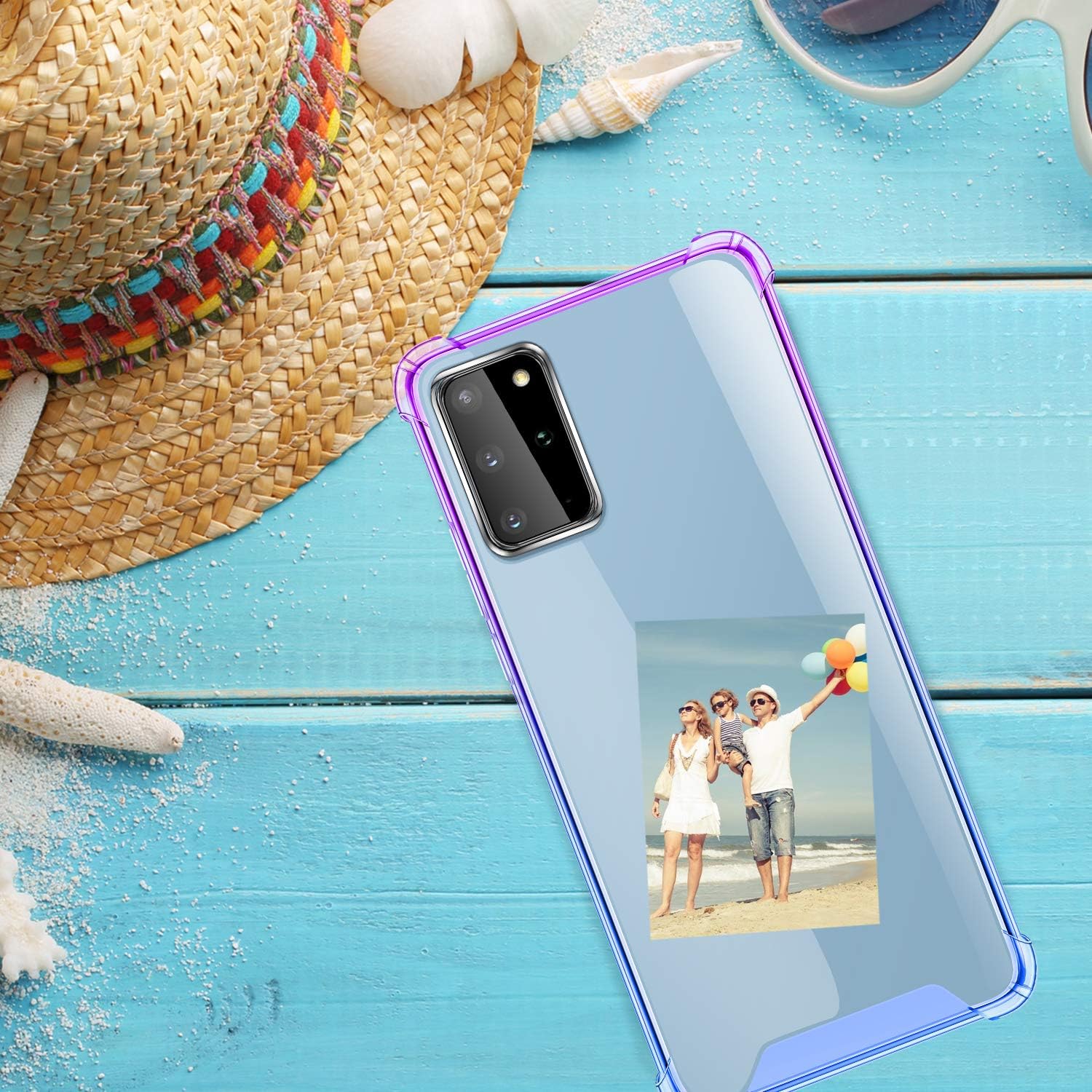 

Чехол для SALAWAT Galaxy S20 Plus - Прозрачный градиентный тонкий защитный чехол с усиленным ТПУ бампером для 6,7 дюймов 2020 (Фиолетовый Синий) кристально чистый