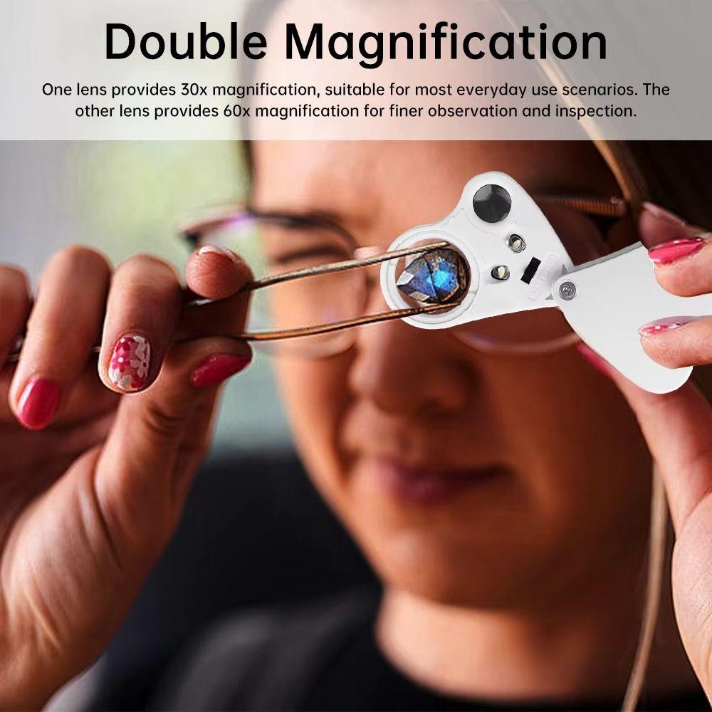 with Bright LED Light Foldable Jewelry Magnifier Adjustable Lighting Handheld Magnifier  Elder