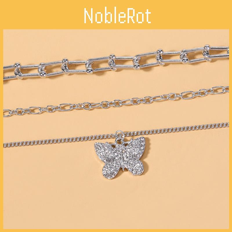 Vintage Butterfly Pendant Necklace For Women With Multi Layer Chain Accessory
