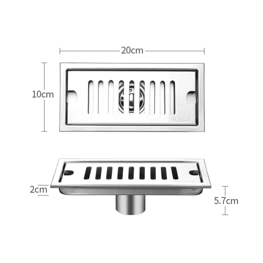 Shower Drain Long Stainless Steel Deodorant Removable Floor Drain for Bathroom Hotel 20cm Middle