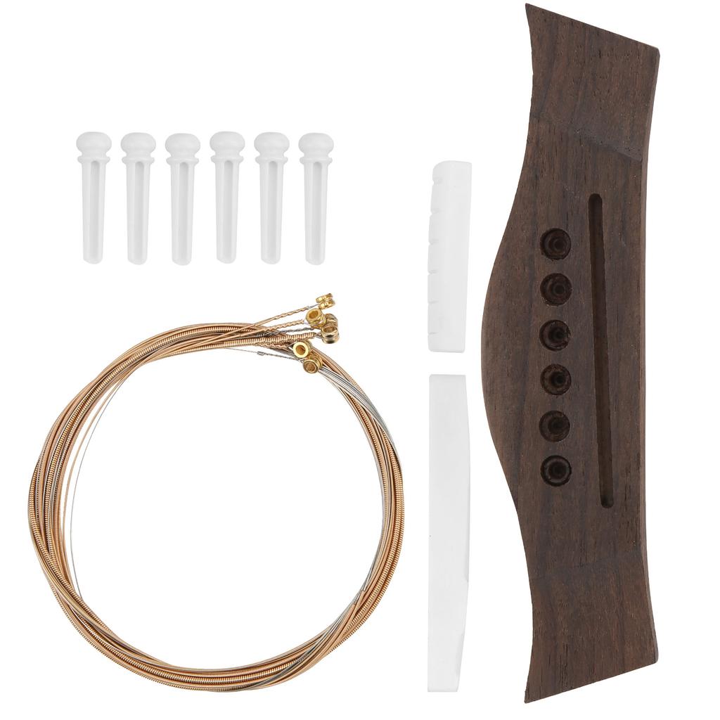 Guitar Bridge Set String Stud Bovine Bone Nut Saddle Stringed Instrument Replacement Parts