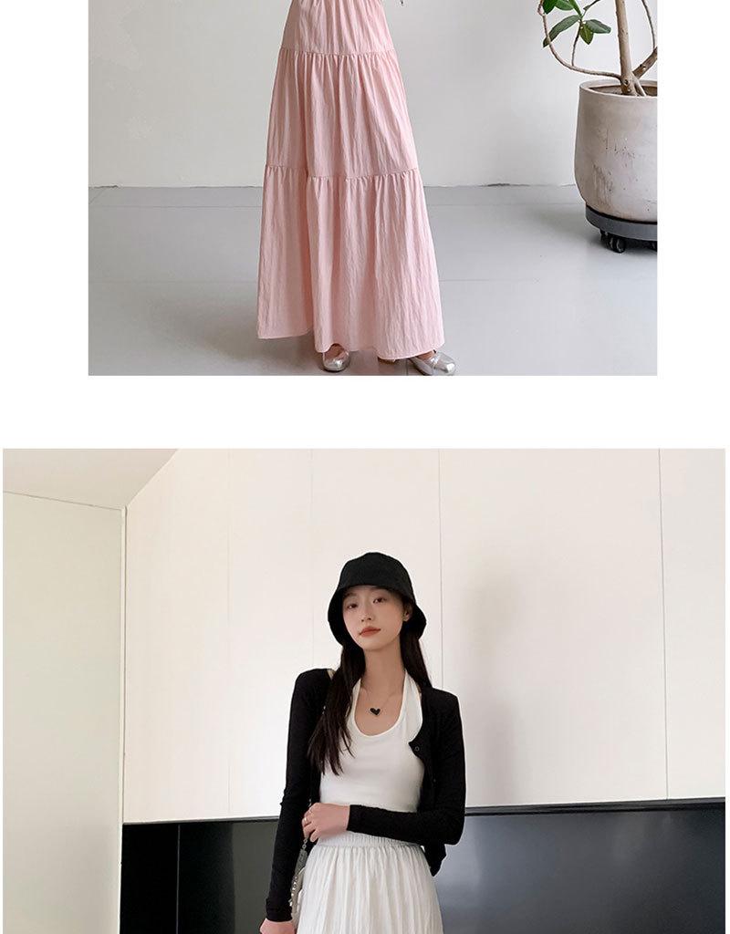 2026 New Style Women's Pink French Cake Skirt with Elastic Waistband - Spring/Summer Loose Slimming Half Skirt