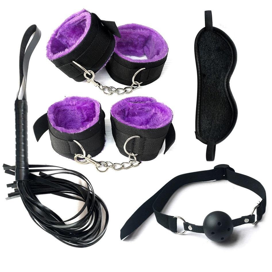 SM Fetish Bondage Erotic Toy Restraint Set Sex Toys For Women Handcuffs Whip Binding Anal Plug Vibrator Couple Sexy Tool