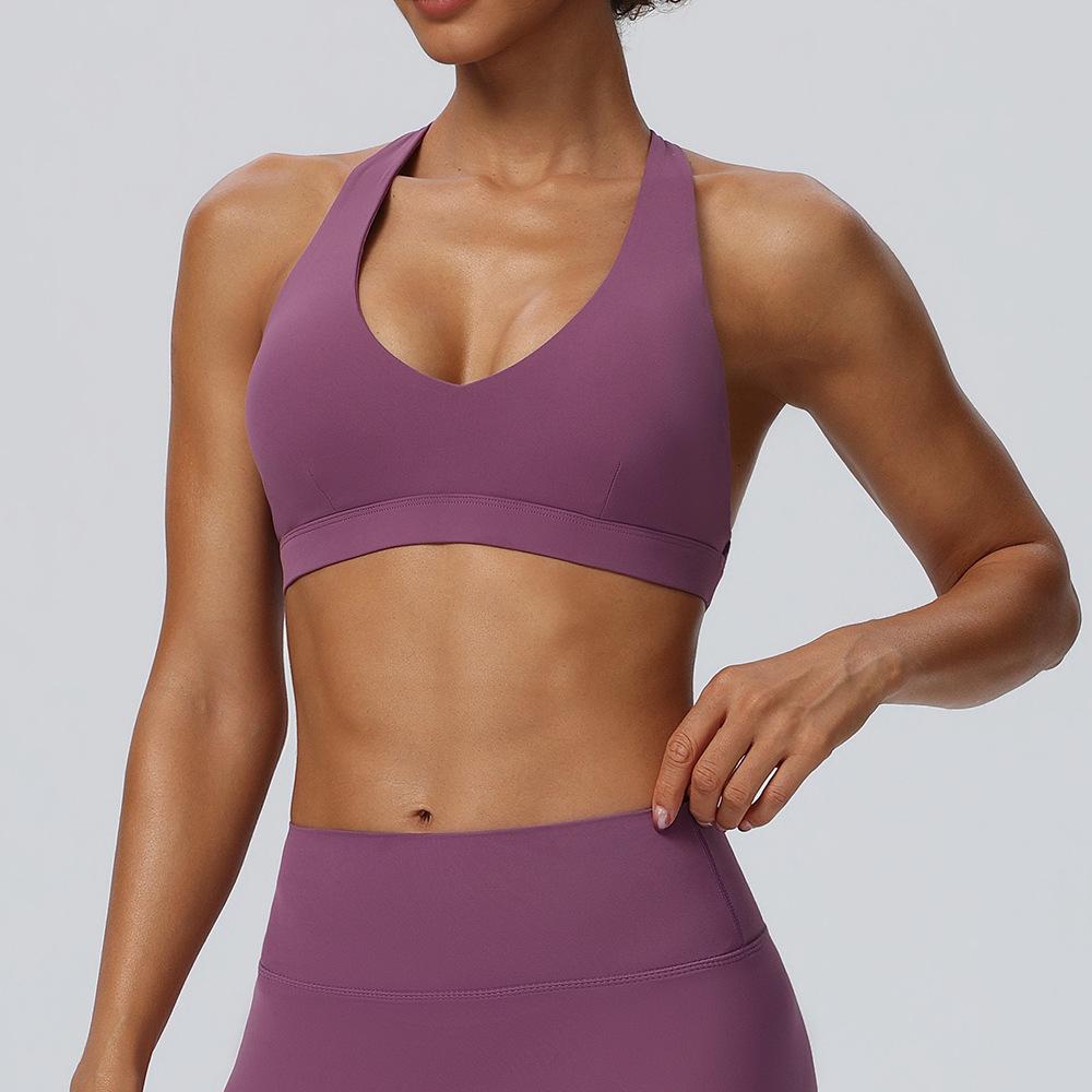 Women's Breathable Quick-Dry Halter Sports Bra with Chest Pads for Yoga and Fitness