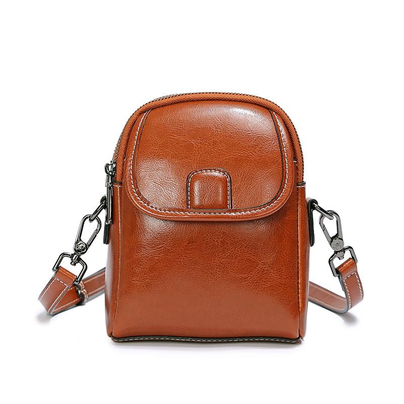 Women's Premium Waxed Leather Crossbody Bag - Lightweight Versatile Phe Pouch Shoulder Purse for Daily Use, Shopping & Travel