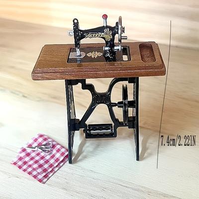 1:12 Miniaturní šicí stroj vintage - Kreativní dekorace do domečku pro panenky, Rozvoj puzzle a Rekvizita pro vystavení