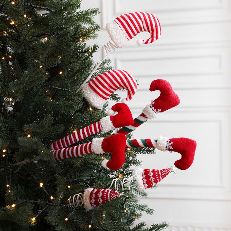 Christmas Elf Leg Cuttings Hook Boots Plush Toy Wrap Around Spring Plastic Doll Christmas Party Decoration