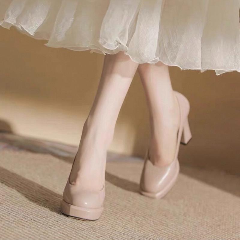 Fashion Elegant French Style Women's High Heels 2025 New Round Toe Ultra Thick Platform Non Slip Fiberglass Sole Comfortable for Adults