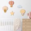 5Pcs/Set Hot Air Balloon Wall Decoration Farmhouse Rustic Wooden Star Cloud Wall Art Home Office Living Room Wall Hanging Ornament